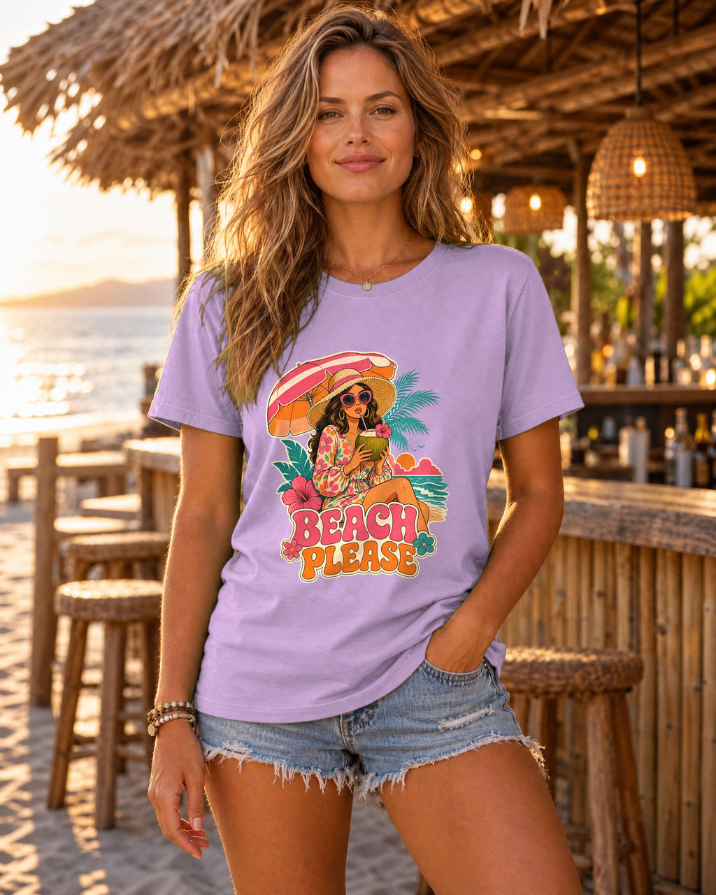 Beach Please Tee | Retro Beach Shirt | Retro Beach T-Shirt | Comfort Colors Gift
