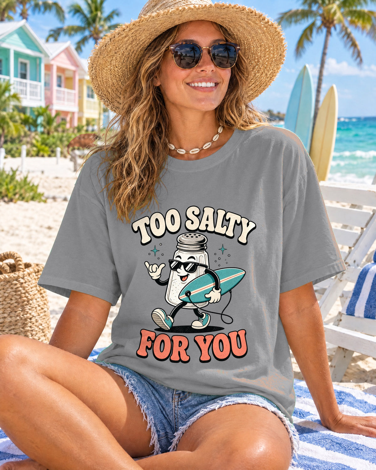 Too Salty For You Tee | Funny Salty Shirt | Retro Beach T-Shirt | Comfort Colors Gift