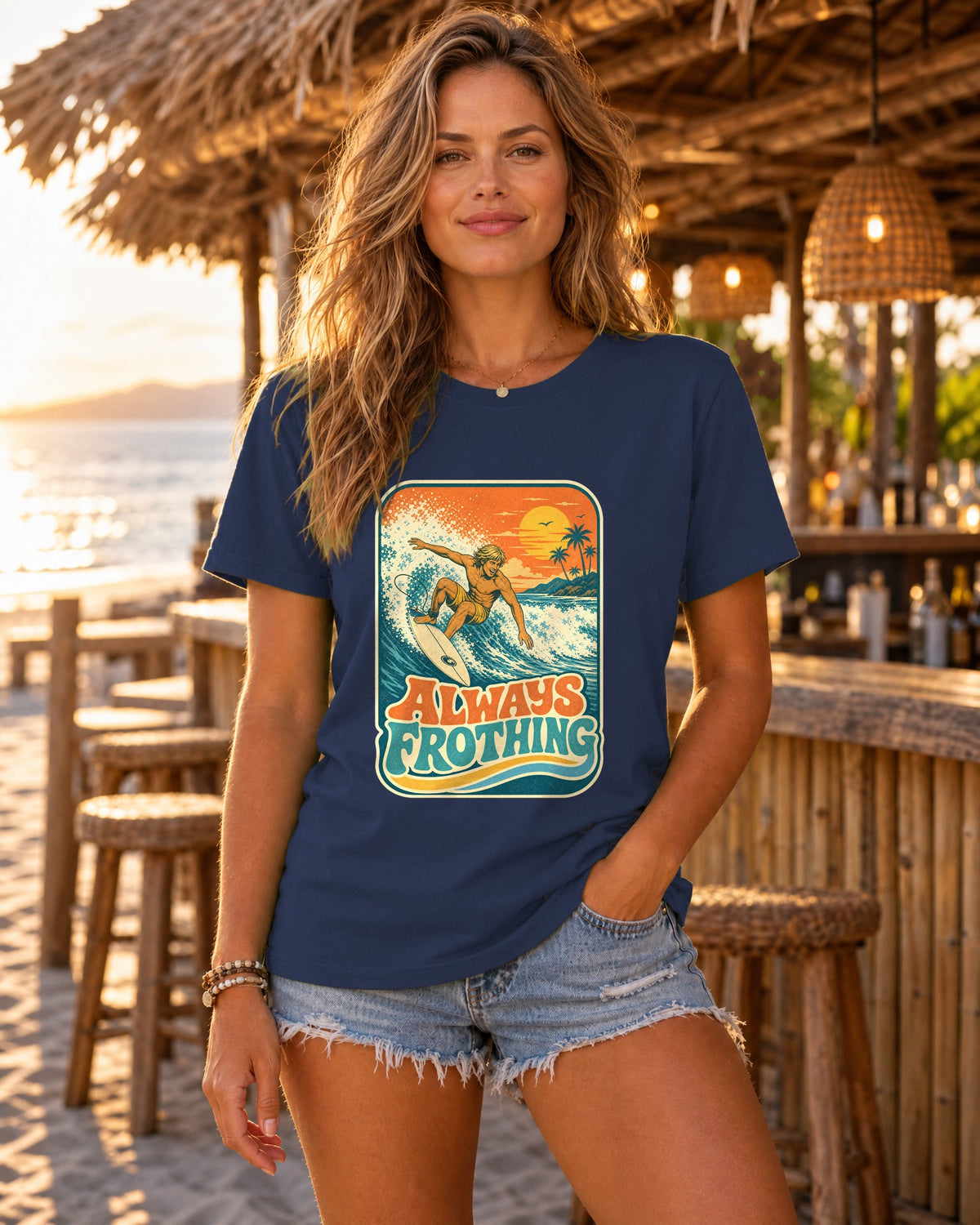 Always Frothing Tee | Vintage Surf Shirt | Retro Beach T-Shirt | Comfort Colors Gift