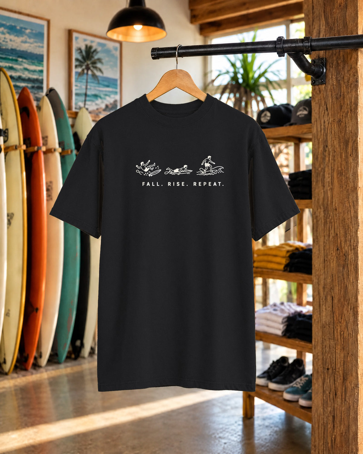 Fall. Rise. Repeat. Tee | Resilience Surf Shirt | Inspirational Ocean T-Shirt | Comfort Colors