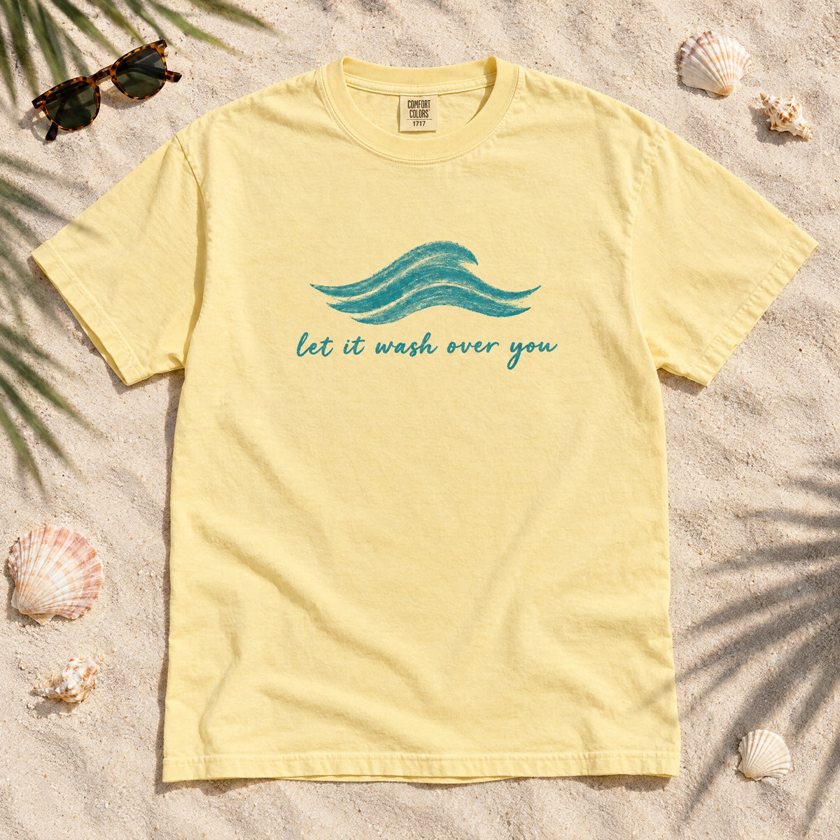 Let It Wash Over You waves T-Shirt | Minimal Ocean Script Tee