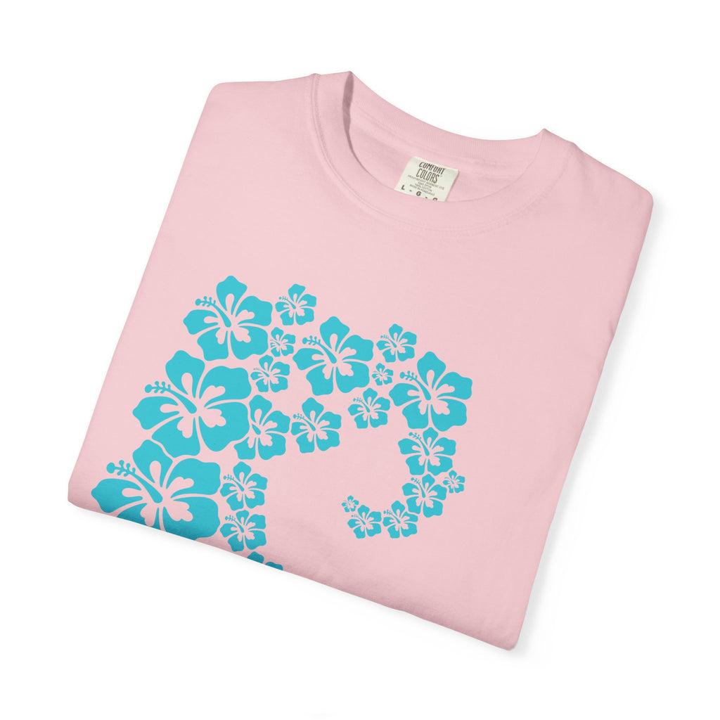 Hibiscus Wave Tee | Teal Flower Wave Shirt | Tropical Hawaiian Hibiscus T-Shirt | Comfort Colors