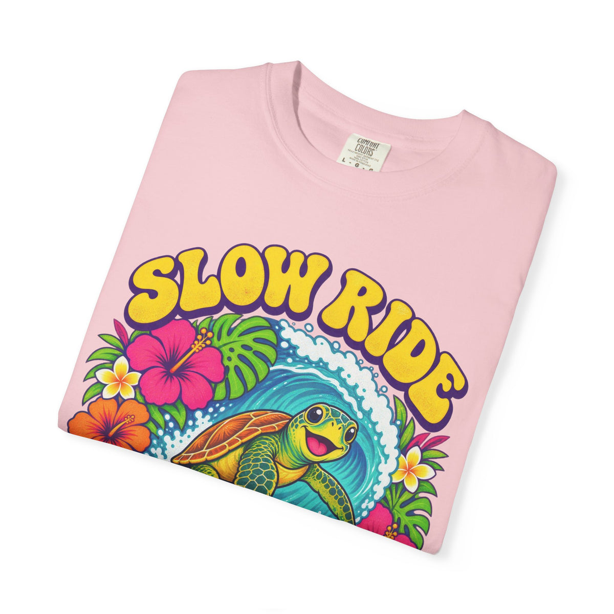 Slow Ride Good Tide Tee | Sea Turtle Surf Shirt | Groovy 70s Beach T-Shirt | Comfort Colors