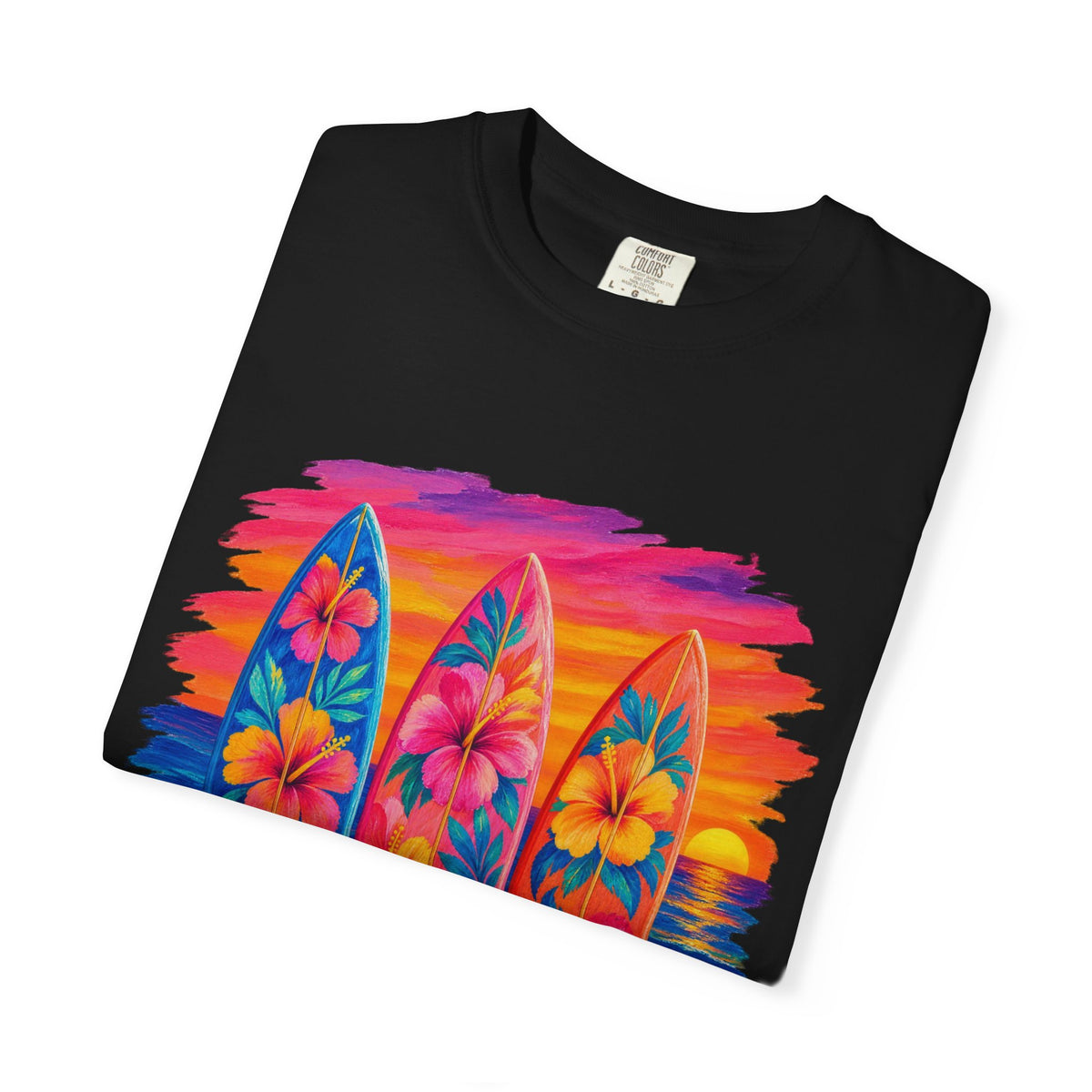 Floral Surfboards Shirt | Surfboard Quiver Sunset Tee | Comfort Colors T-Shirt