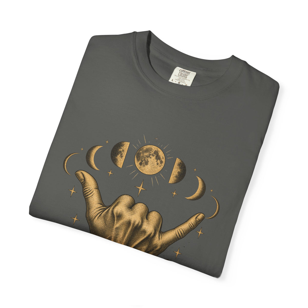 Shaka Moon Phases Shirt | Celestial Shaka Hand Tee | Comfort Colors T-Shirt