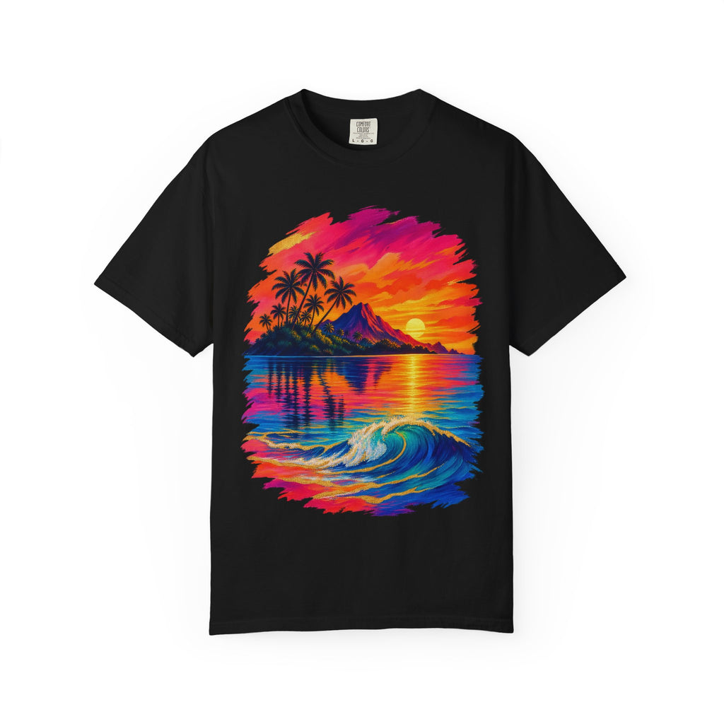 Volcano Island Sunset Shirt | Tropical Island Wave Tee | Comfort Colors T-Shirt