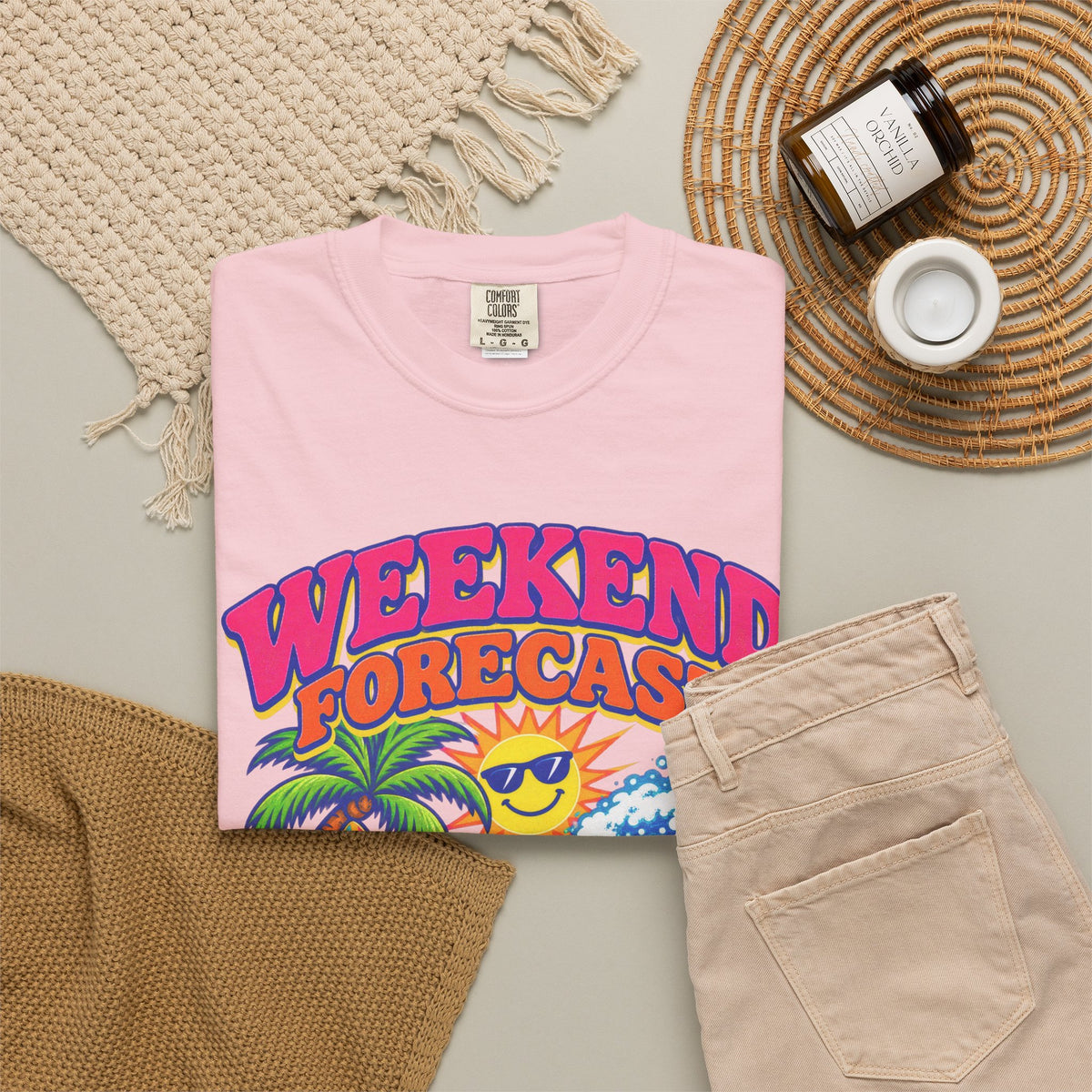 Weekend Forecast Surf Tee | Funny Weather Shirt | Beach Weekend T-Shirt | Comfort Colors