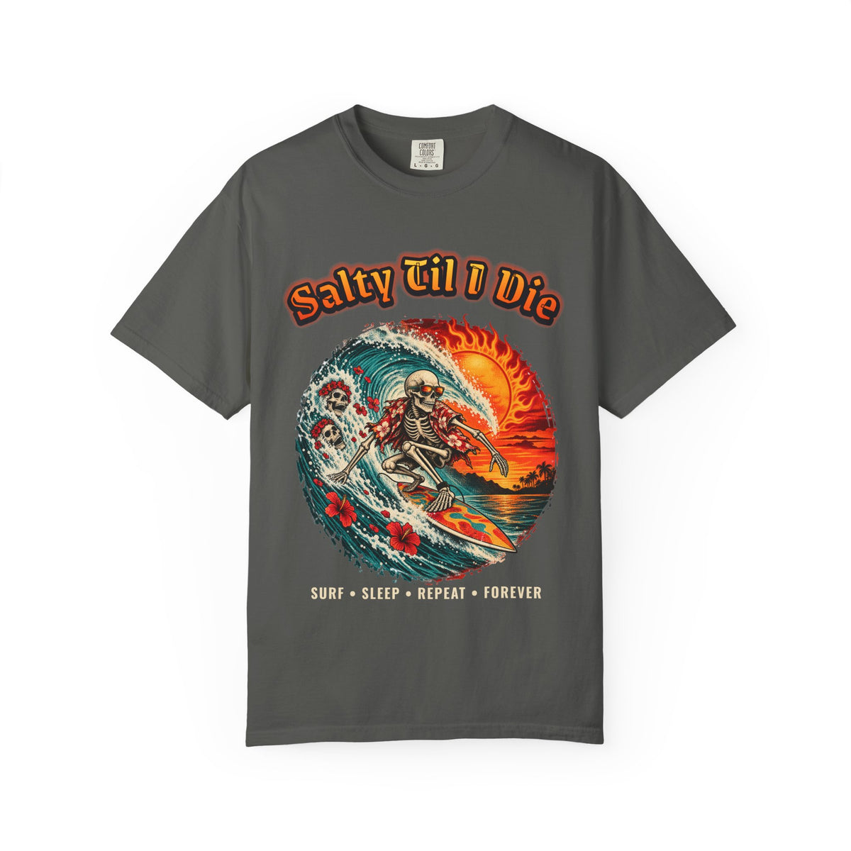 Salty Til I Die Skeleton Shirt | Surf Sleep Repeat Tee | Comfort Colors T-Shirt