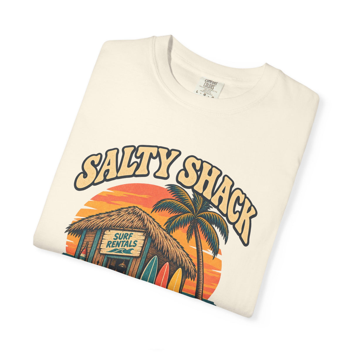Salty Shack Surf Rentals Tee | Vintage Beach Hut Surf Shirt | Retro Surf Shop T-Shirt | Comfort Colors