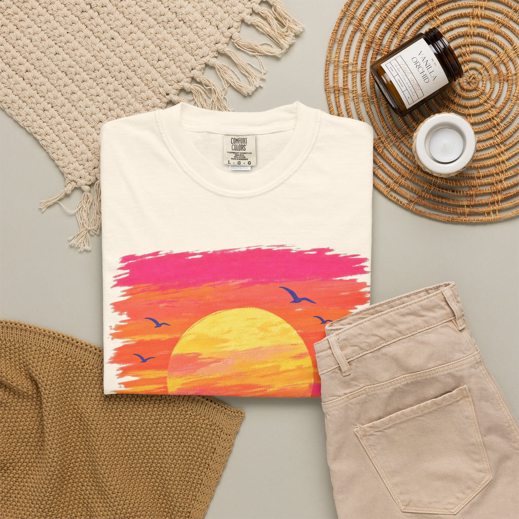 Grunge Sunset Surfer Shirt | Retro Stripe Surf Tee | Comfort Colors T-Shirt