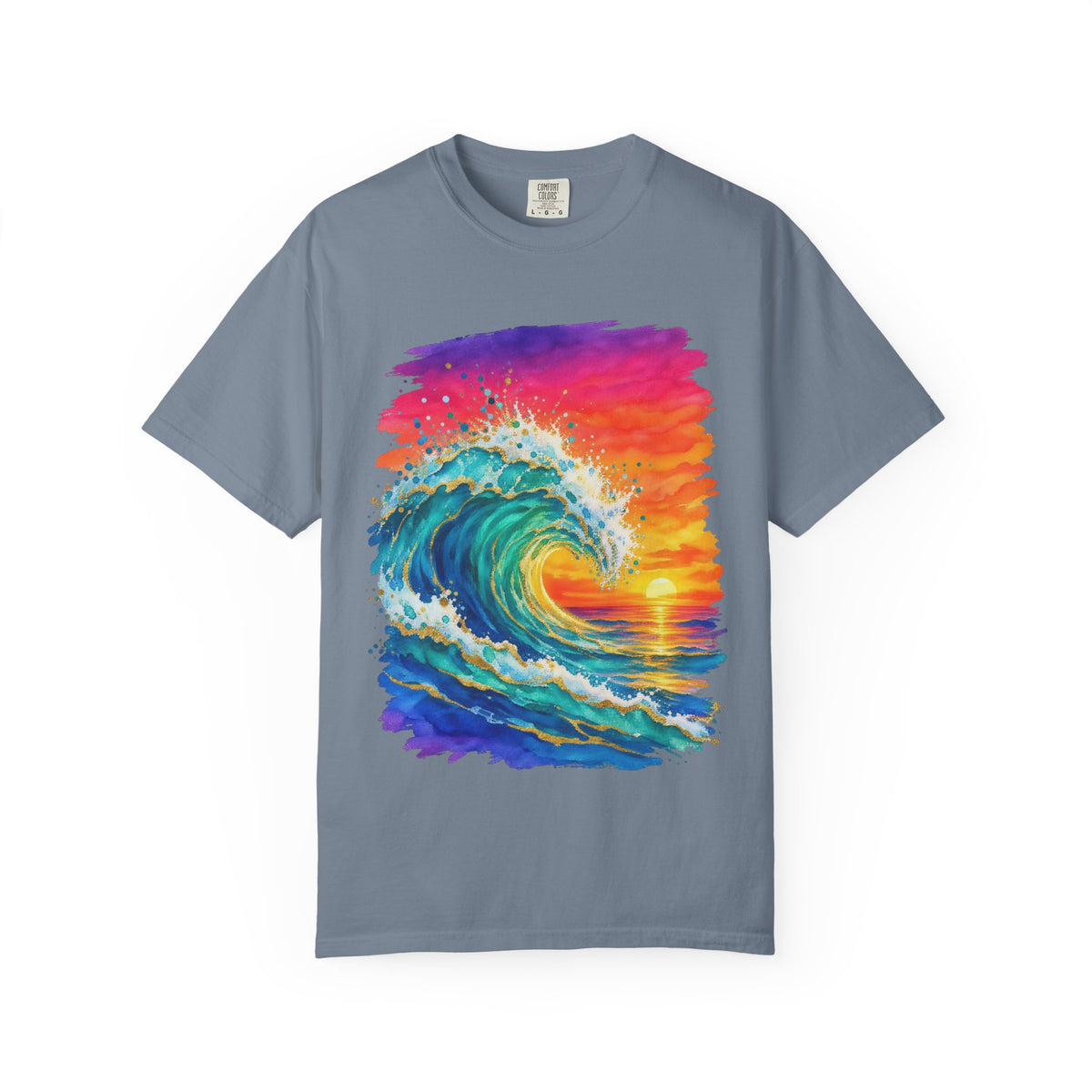 Watercolour Wave Sunset Shirt | Gold Ocean Wave Tee | Comfort Colors T-Shirt