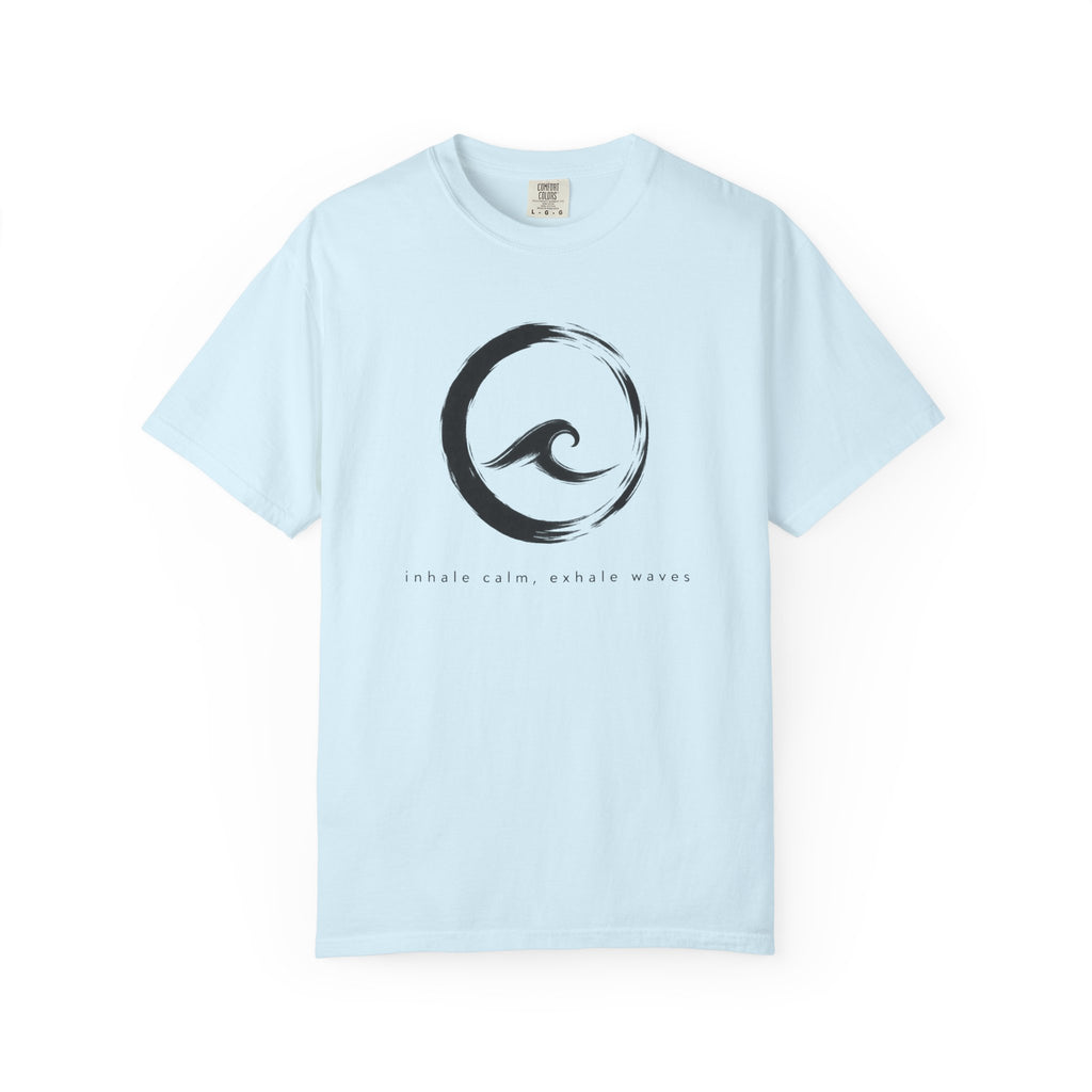 Inhale Calm Exhale Waves Tee | Zen Enso Wave Shirt | Yoga Meditation T-Shirt | Comfort Colors Ivory