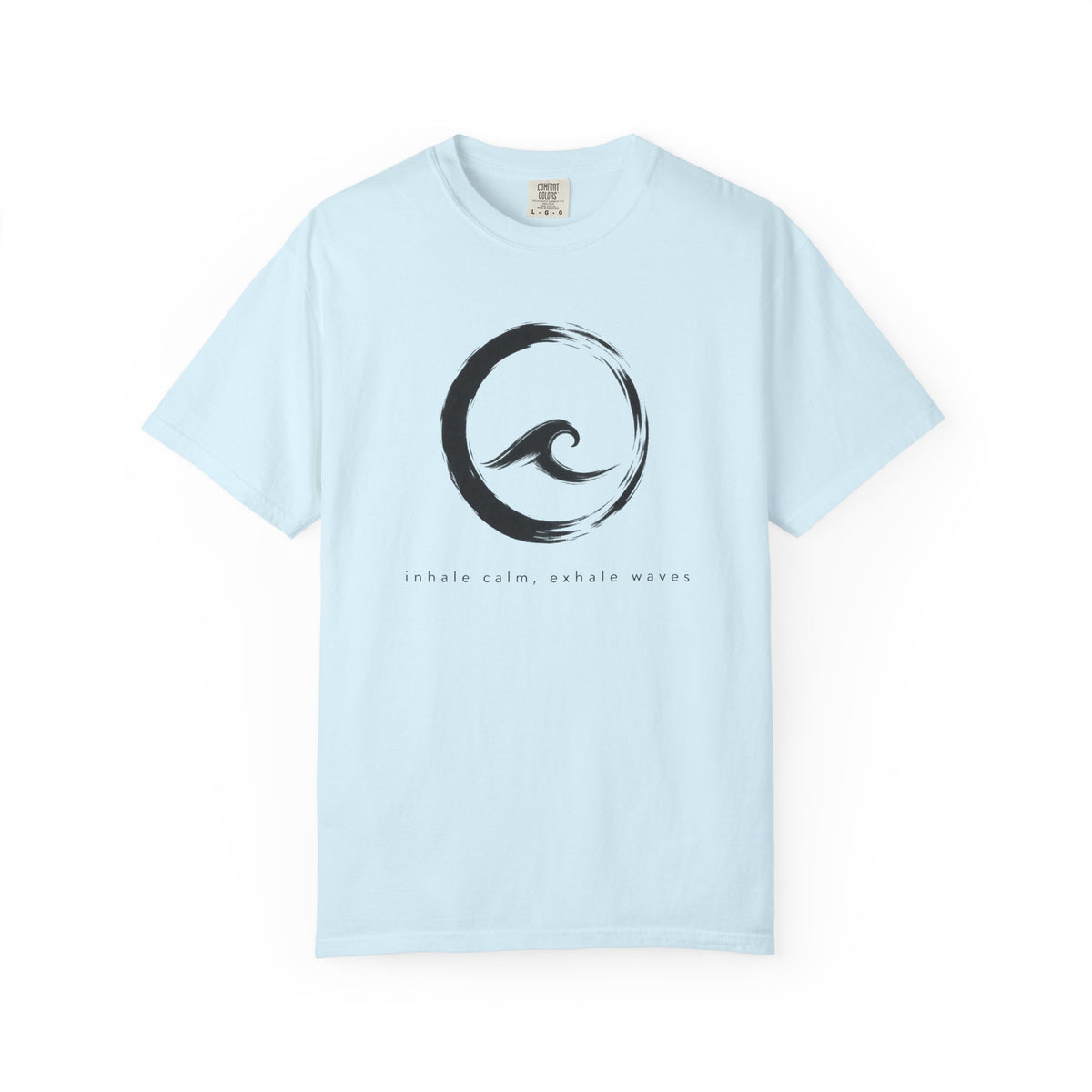 Inhale Calm Exhale Waves Tee | Zen Enso Wave Shirt | Yoga Meditation T-Shirt | Comfort Colors Ivory
