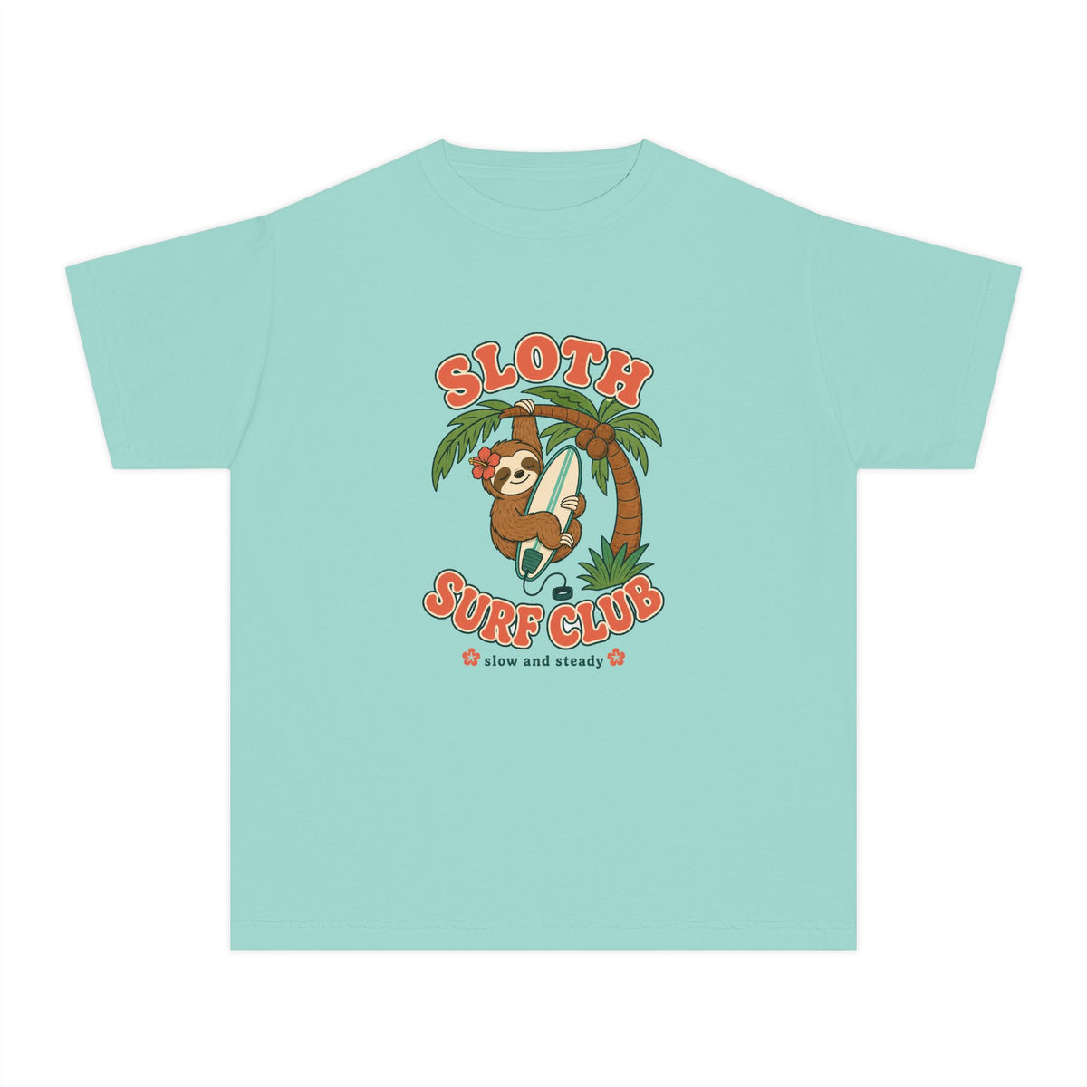 Sloth Surf Club Kids Tee | Sloth Kids Shirt | Youth Beach T-Shirt | Surf Kid Gift