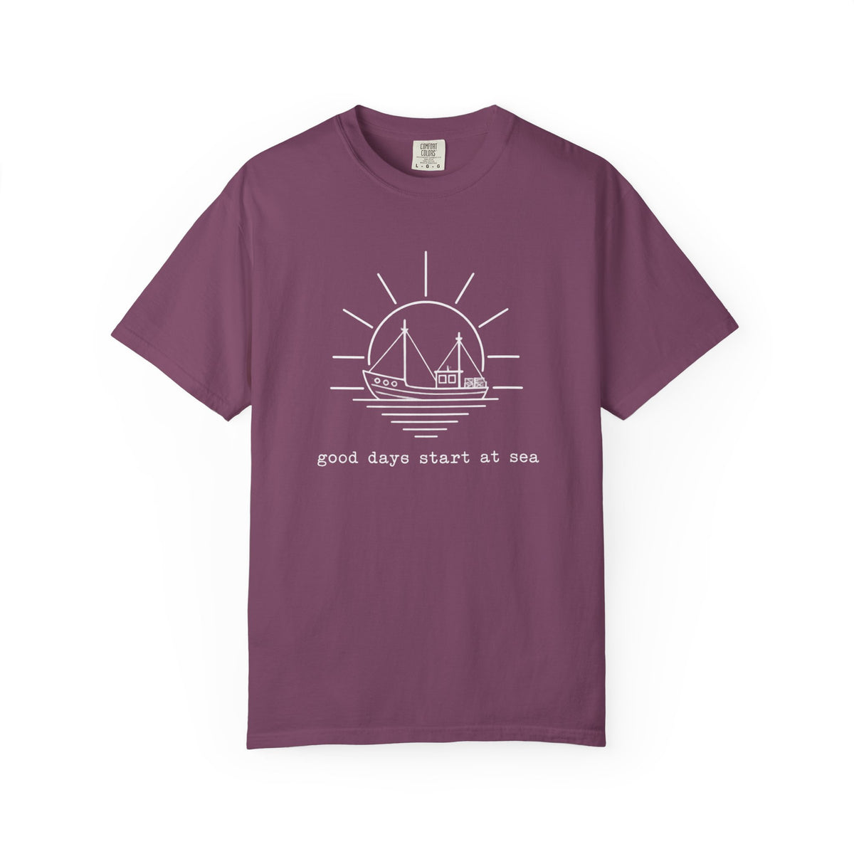 Good Days Start At Sea Tee | Fishing Boat Line Art Shirt | Fisherman Nautical T-Shirt | Comfort Colors