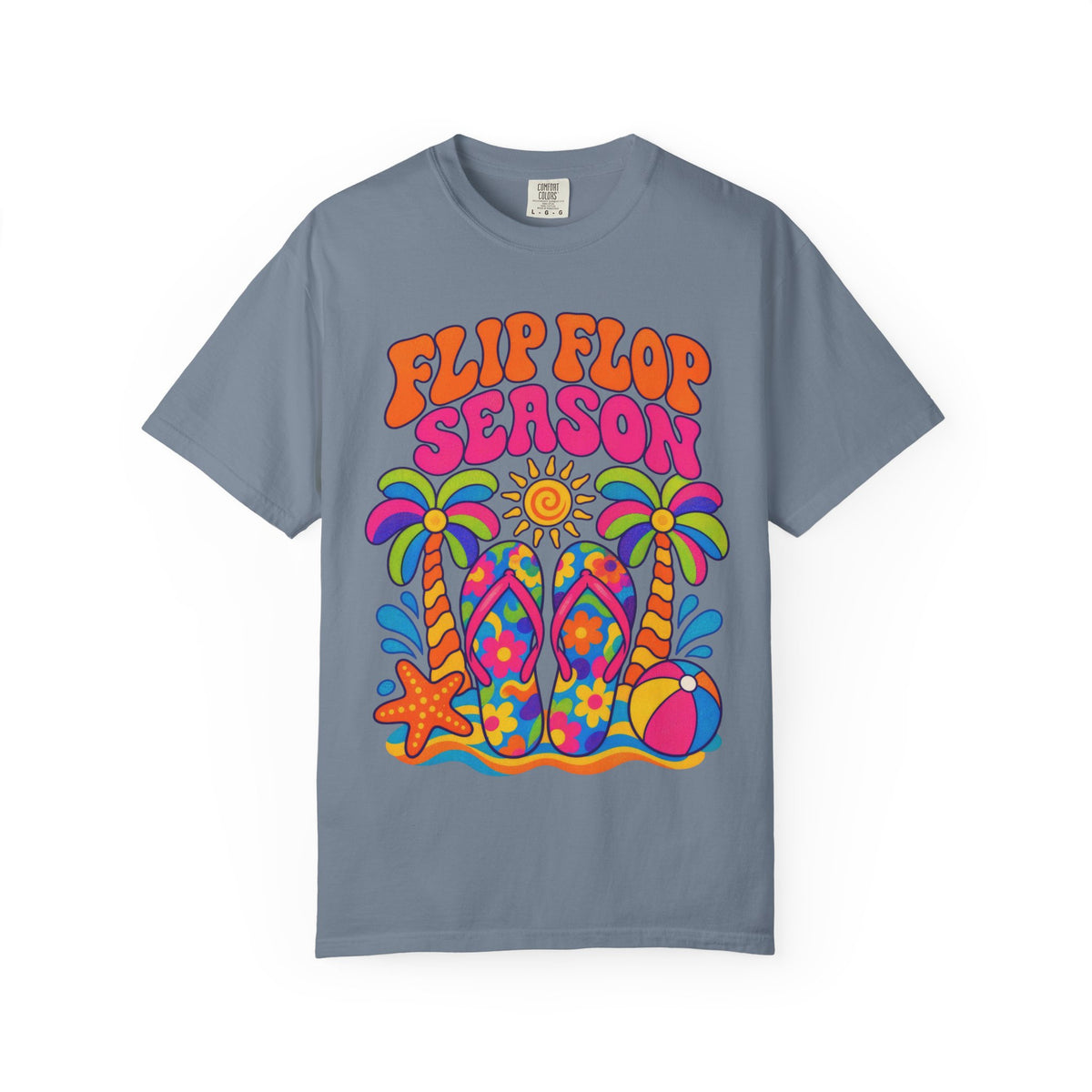 Flip Flop Season Tee | Summer Beach Shirt | Colorful Sandals T-Shirt | Comfort Colors
