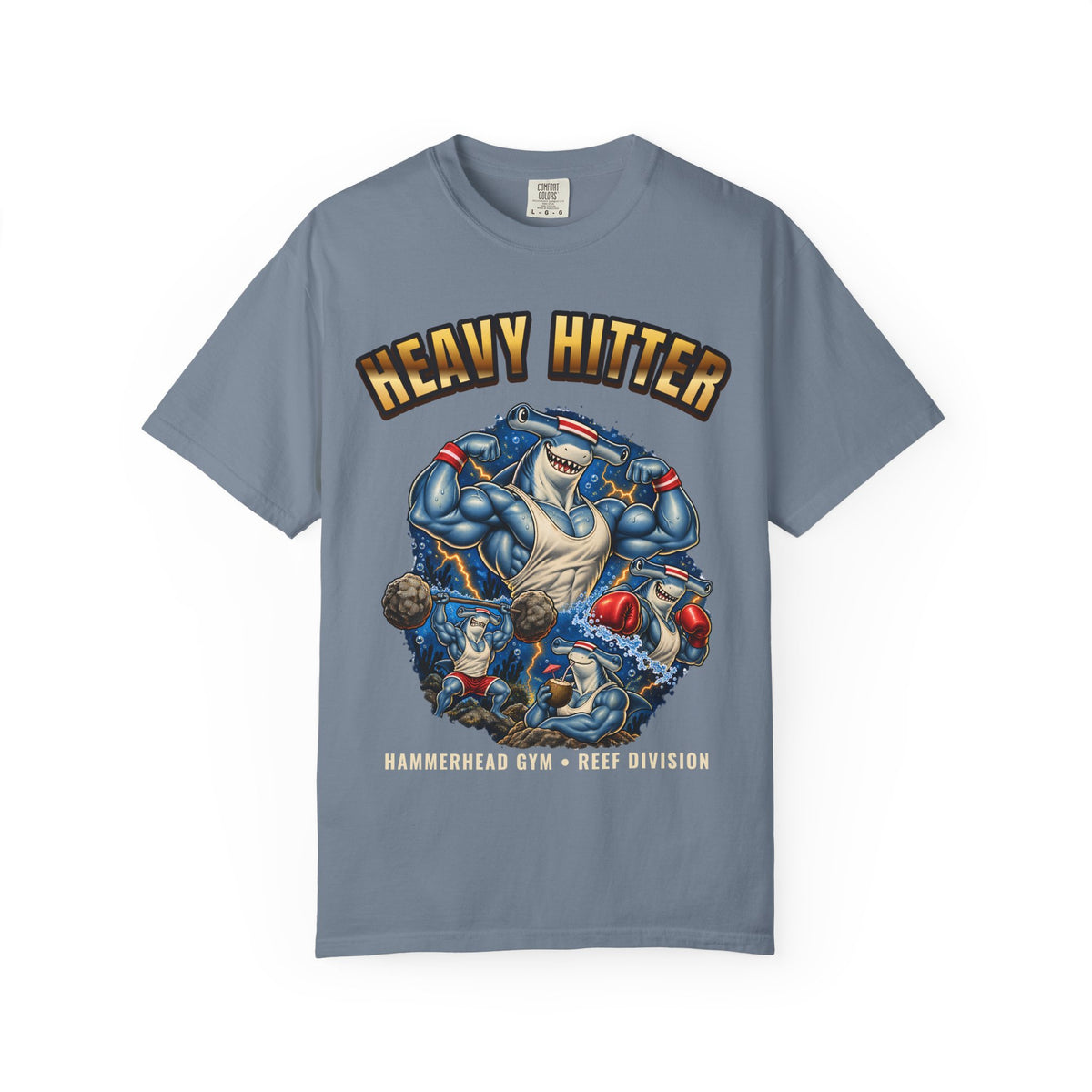 Hammerhead Gym Shirt | Heavy Hitter Shark Bootleg Tee | Comfort Colors T-Shirt