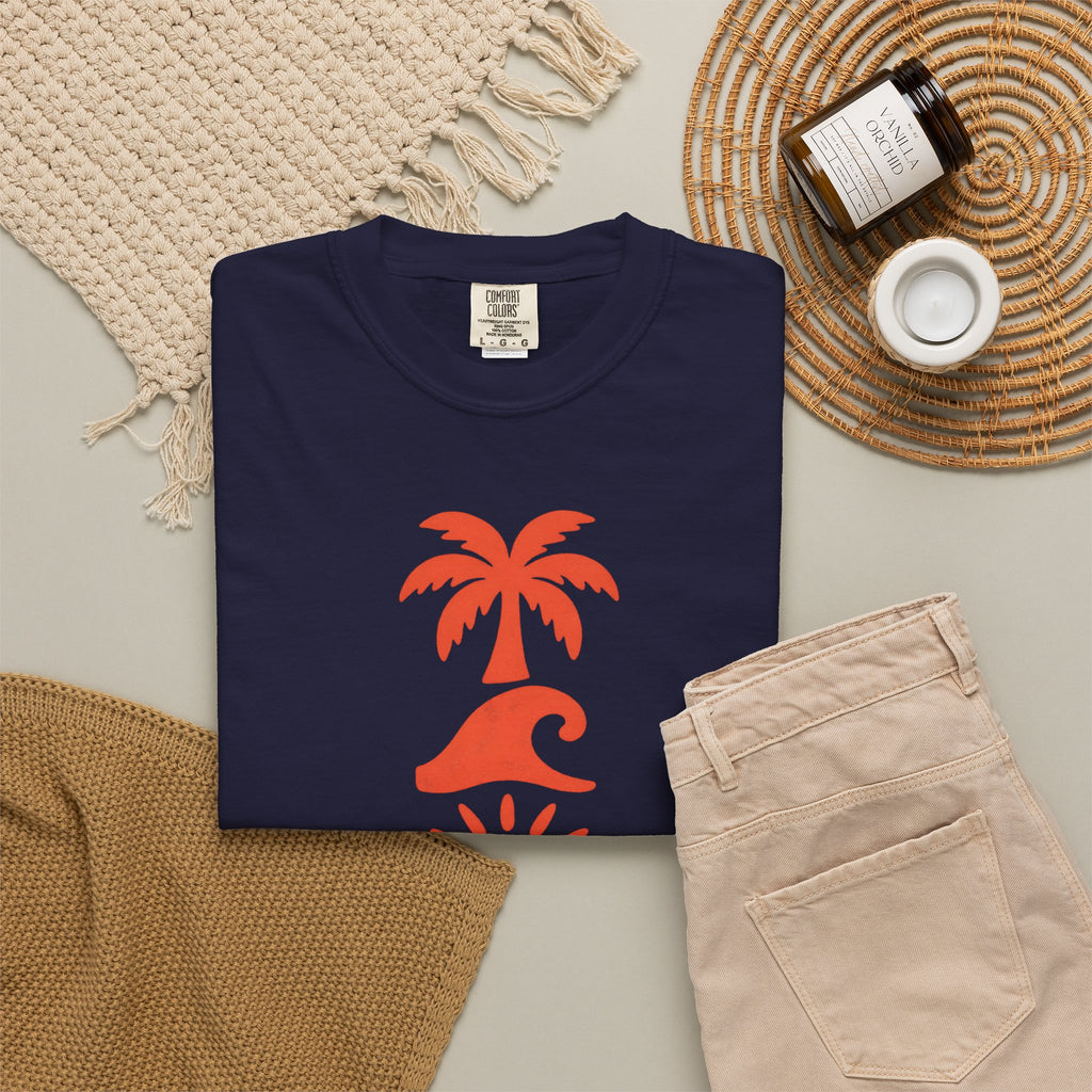 Palm Wave Totem Shirt | Stamp Column Beach Tee | Comfort Colors T-Shirt