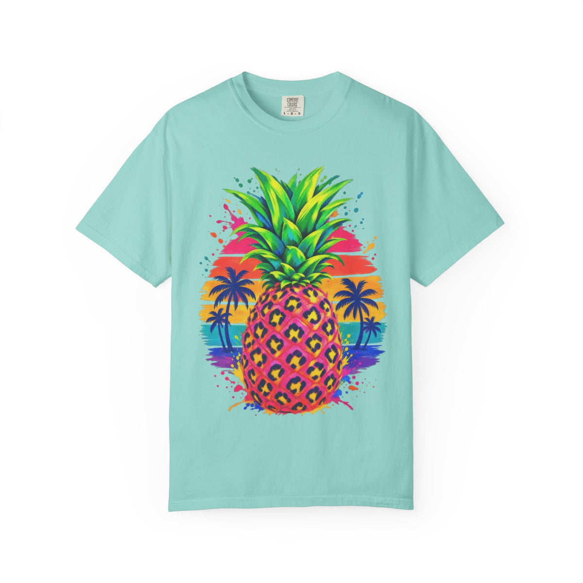 Neon Leopard Pineapple Shirt | Tropical Pineapple Sunset Tee | Comfort Colors T-Shirt