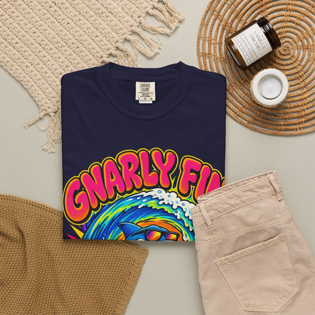 Gnarly Fin Surf Club Tee | Retro Shark Surf Shirt | Funny Shark T-Shirt | Comfort Colors