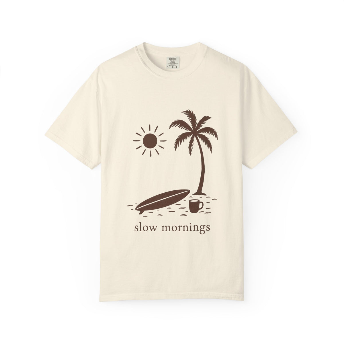 Slow Mornings Surf Shirt | Coffee And Surfboard Tee | Comfort Colors T-Shirt