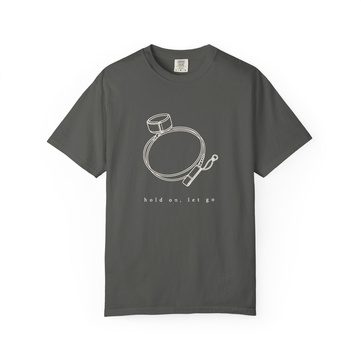 Hold On, Let Go Tee | Minimal Surf Leash Shirt | Inspirational Ocean T-Shirt | Comfort Colors