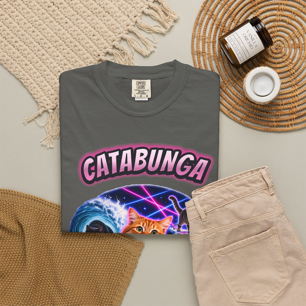 Catabunga Surf Cat Shirt | Funny Cat Bootleg Tee | Comfort Colors T-Shirt
