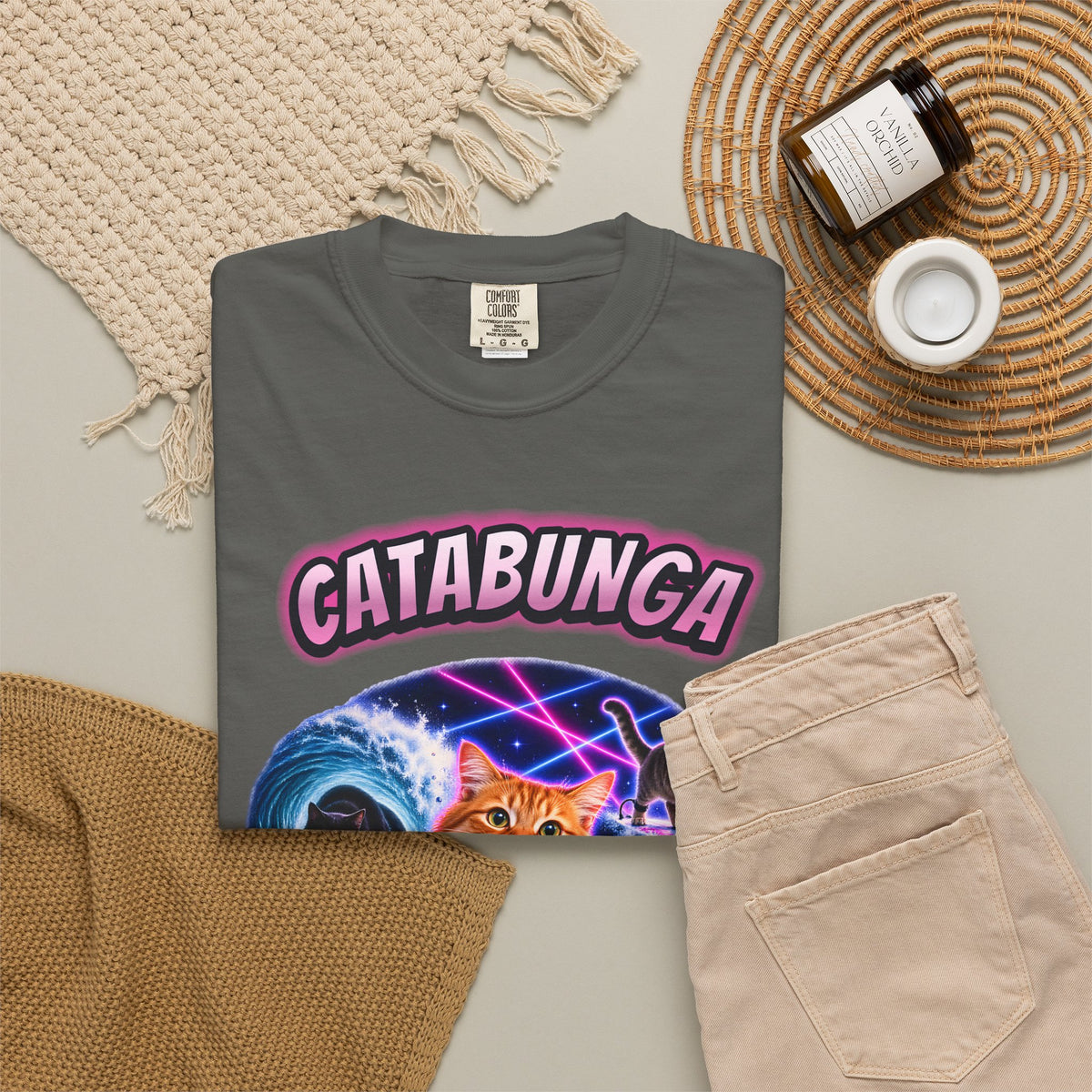 Catabunga Surf Cat Shirt | Funny Cat Bootleg Tee | Comfort Colors T-Shirt