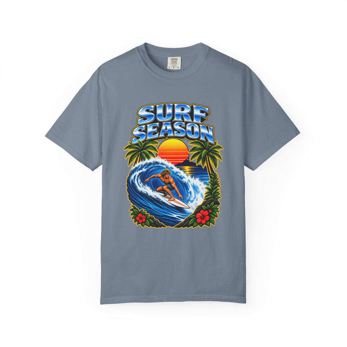 Surf Season Tee | Retro 80s Airbrush Surfer Shirt | Vintage Bootleg Style Wave T-Shirt | Comfort Colors