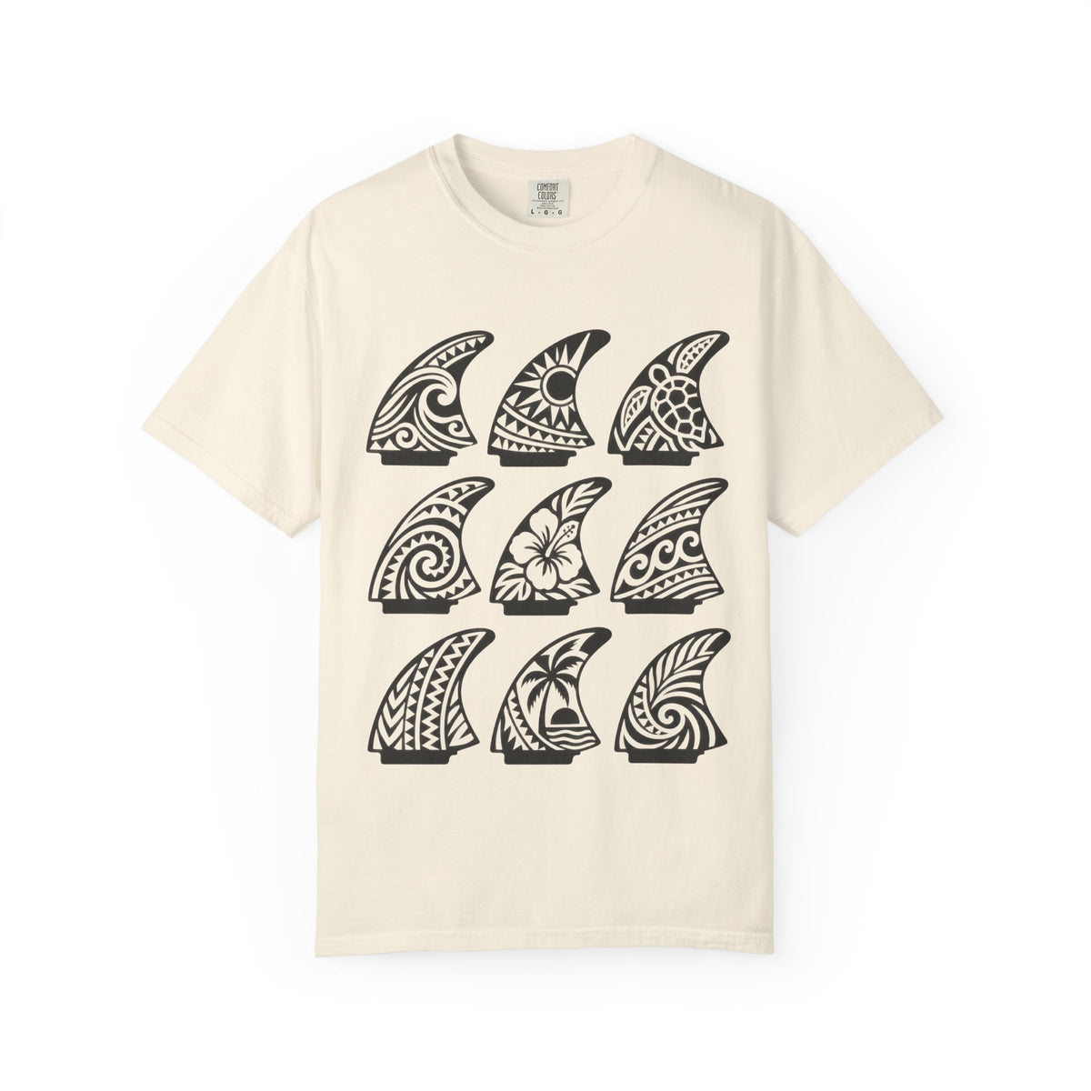 Tribal Surf Fins Shirt | Polynesian Fin Grid Tee | Comfort Colors T-Shirt