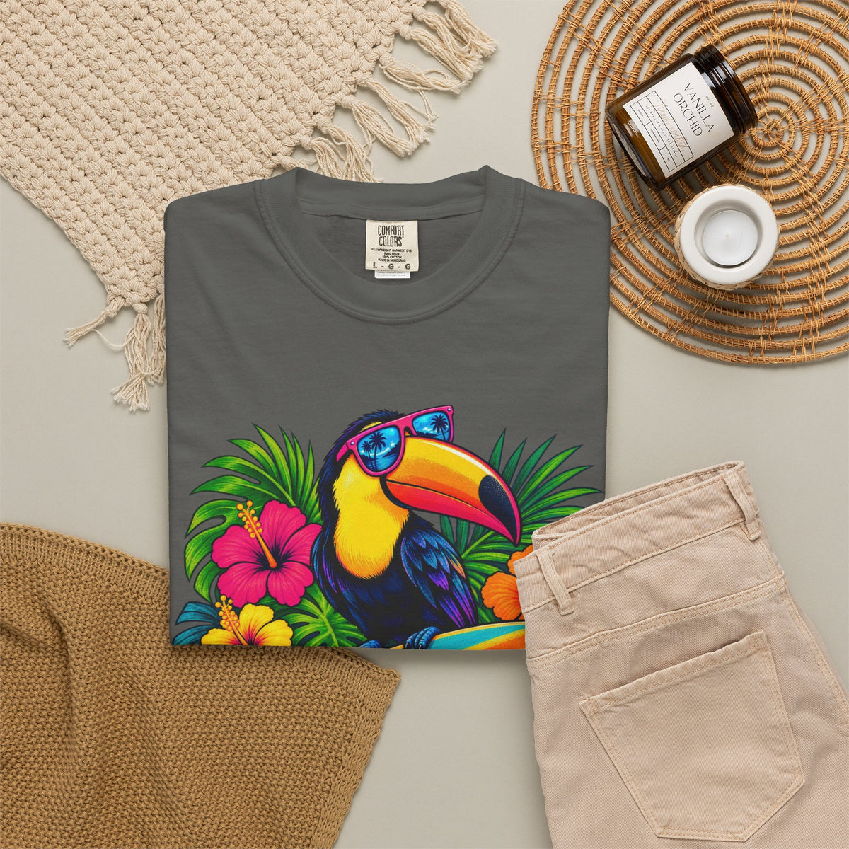 Tropical Mood Toucan Tee | Funny Toucan Surf Shirt | Tropical Jungle T-Shirt | Comfort Colors
