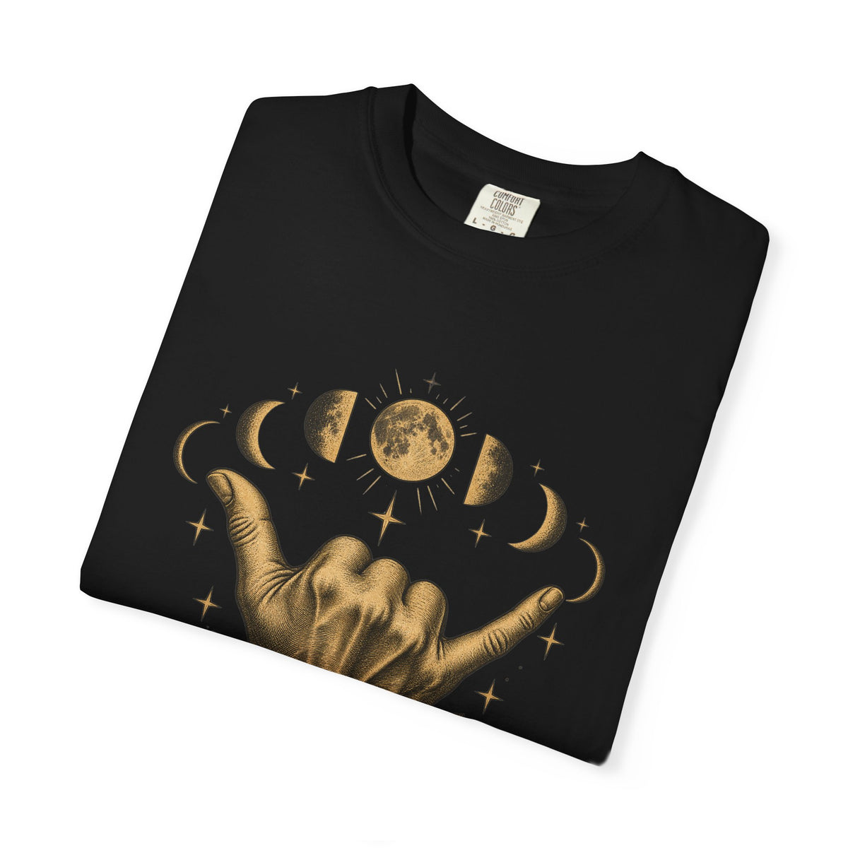 Shaka Moon Phases Shirt | Celestial Shaka Hand Tee | Comfort Colors T-Shirt