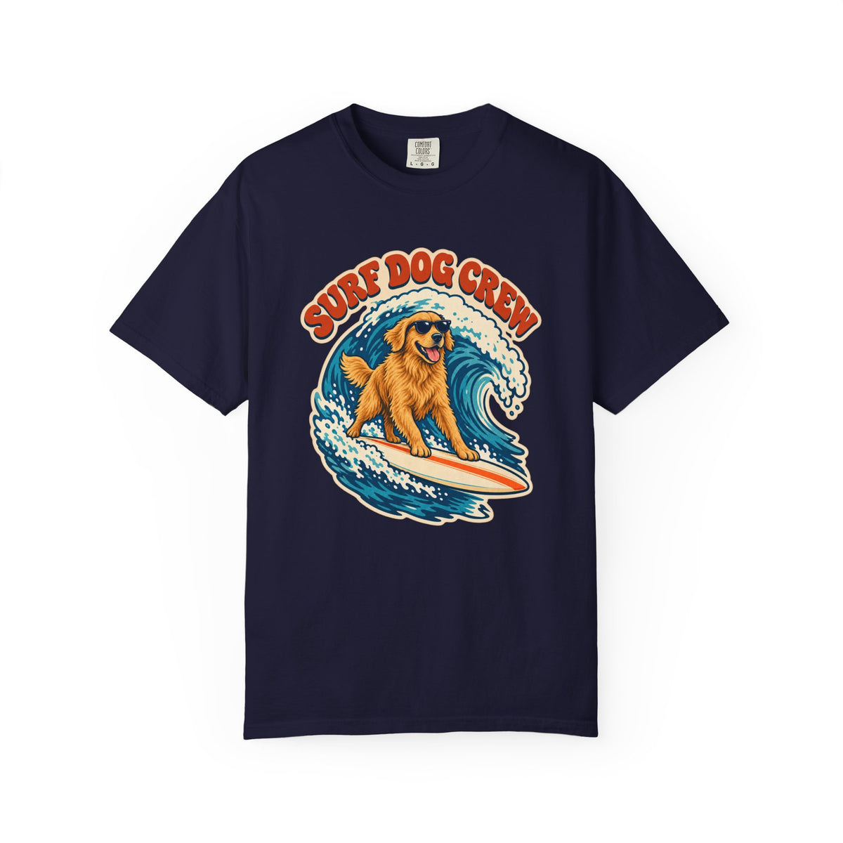 Surf Dog Crew Tee | Golden Retriever Surfing Shirt | Funny Dog Lover Surf T-Shirt | Comfort Colors