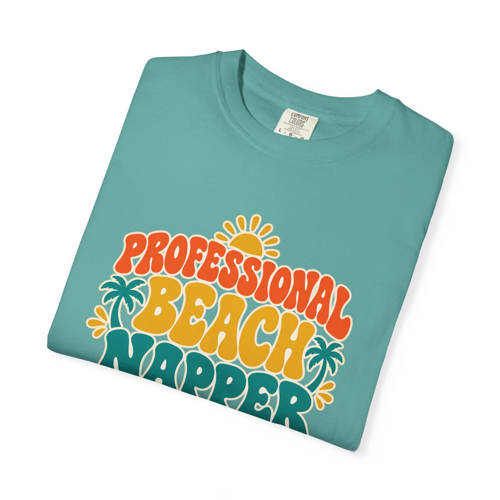 Professional Beach Napper Tee | Funny Beach Shirt | Retro Sun & Palm Vacation T-Shirt | Comfort Colors Beach Gift