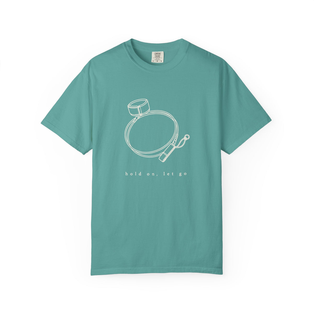 Hold On, Let Go Tee | Minimal Surf Leash Shirt | Inspirational Ocean T-Shirt | Comfort Colors