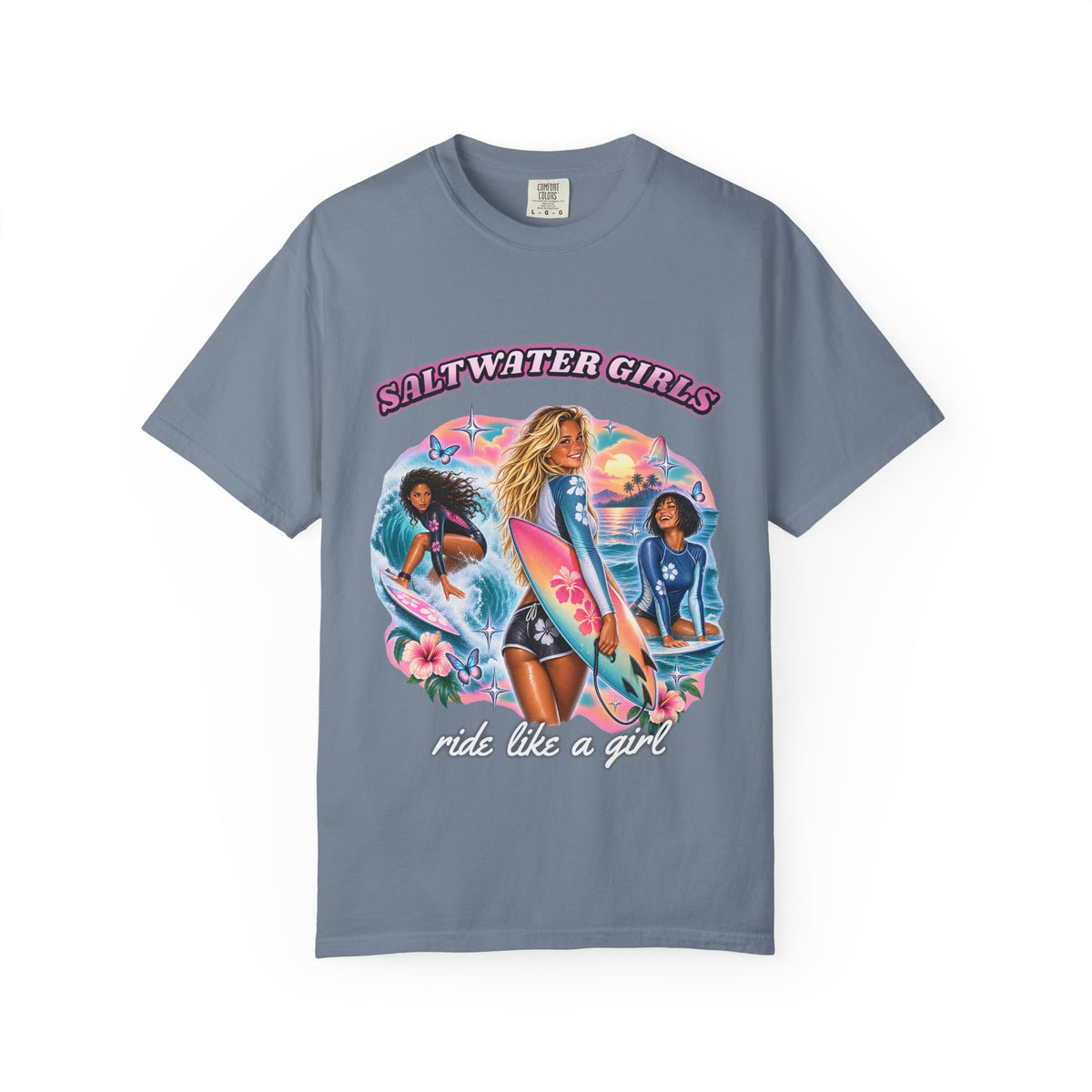 Saltwater Girls Shirt | Ride Like A Girl Surf Tee | Comfort Colors T-Shirt