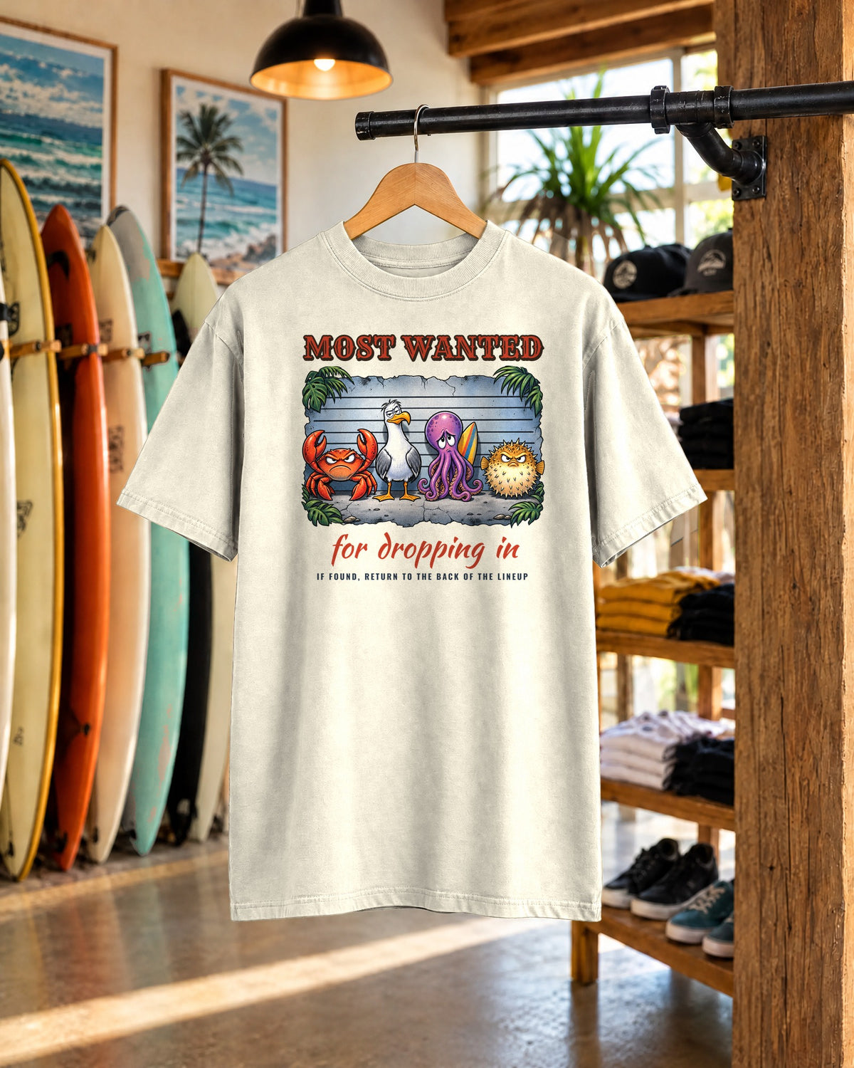 Most Wanted Drop In Shirt | Funny Surf Wanted Poster Tee | Comfort Colors T-Shirt