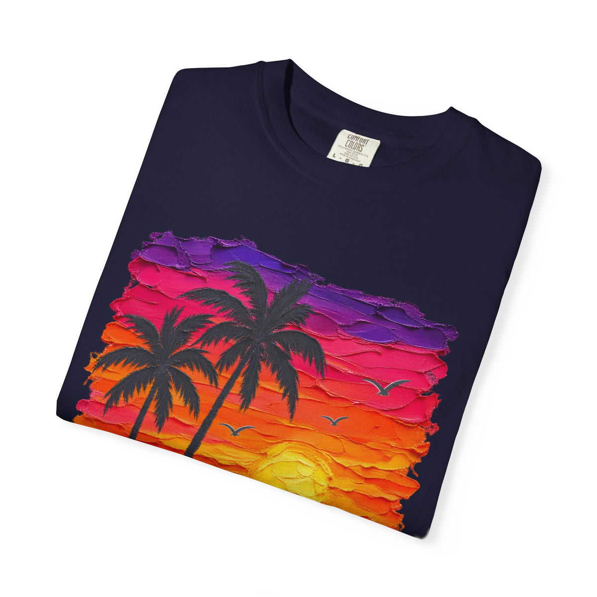 Palm Tree Sunset Shirt | Impasto Painted Beach Tee | Comfort Colors T-Shirt