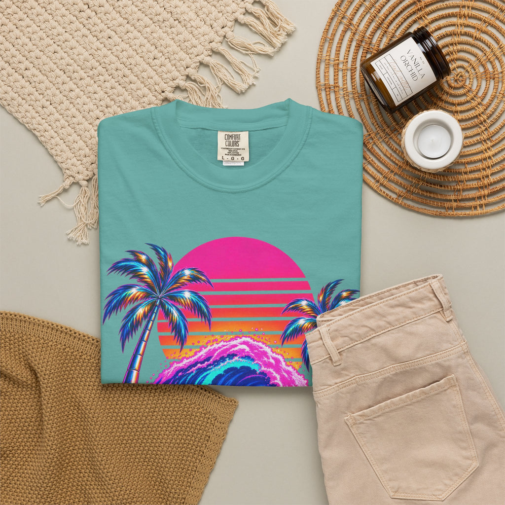Neon Swell Tee | 80s Neon Surf Shirt | Retro Wave T-Shirt | Comfort Colors