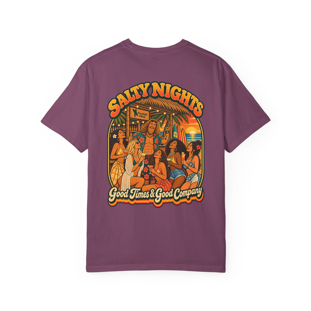 Salty Nights T-Shirt — "Good Times & Good Company" Beach Sunset Graphic Tee