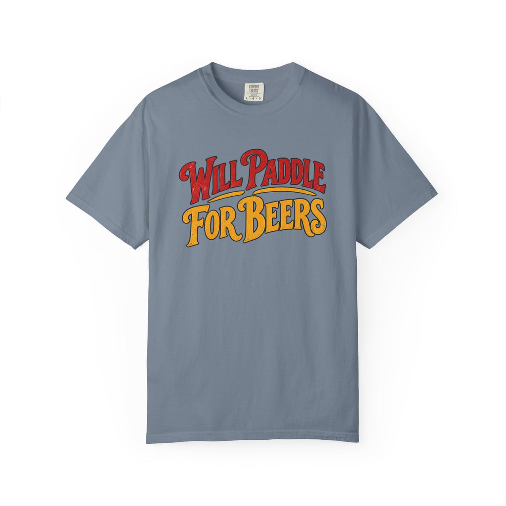 Will Paddle For Beers Tee | Funny Surf Beer Shirt | Kayak SUP Paddle T-Shirt | Comfort Colors Surfer Gift