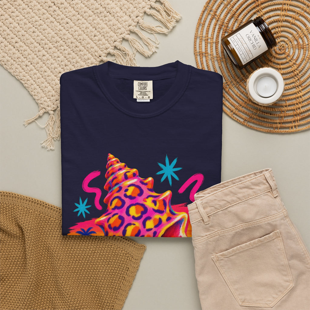 Leopard Conch Shell Shirt | Neon Sunset Beach Tee | Comfort Colors T-Shirt