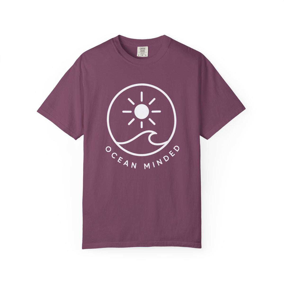 Ocean Minded Tee | Sun and Wave Circle Emblem Shirt | Minimalist Surf T-Shirt | Comfort Colors Pepper