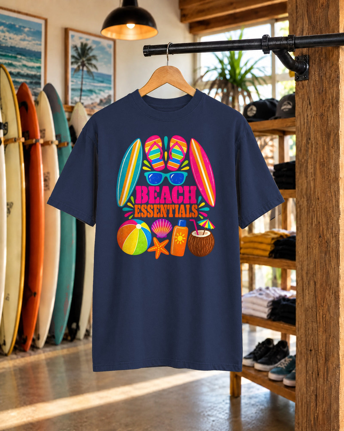 Beach Essentials Tee | Summer Packing List Shirt | Colorful Beach T-Shirt | Comfort Colors