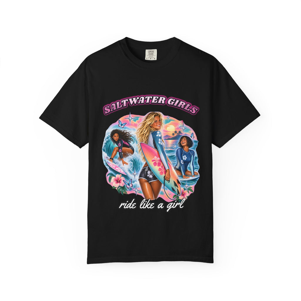 Saltwater Girls Shirt | Ride Like A Girl Surf Tee | Comfort Colors T-Shirt