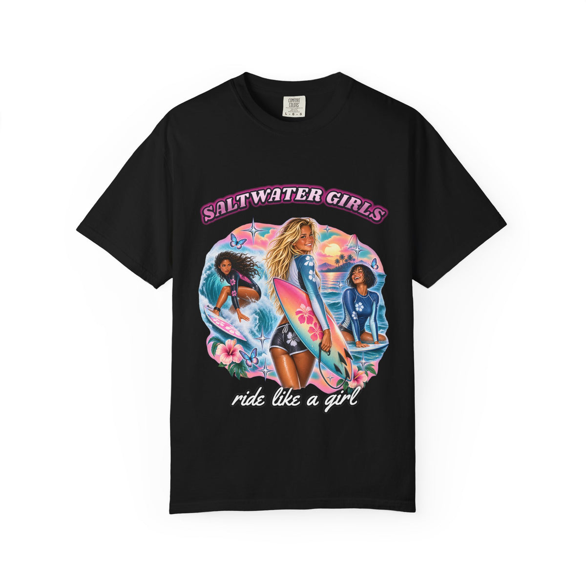 Saltwater Girls Shirt | Ride Like A Girl Surf Tee | Comfort Colors T-Shirt