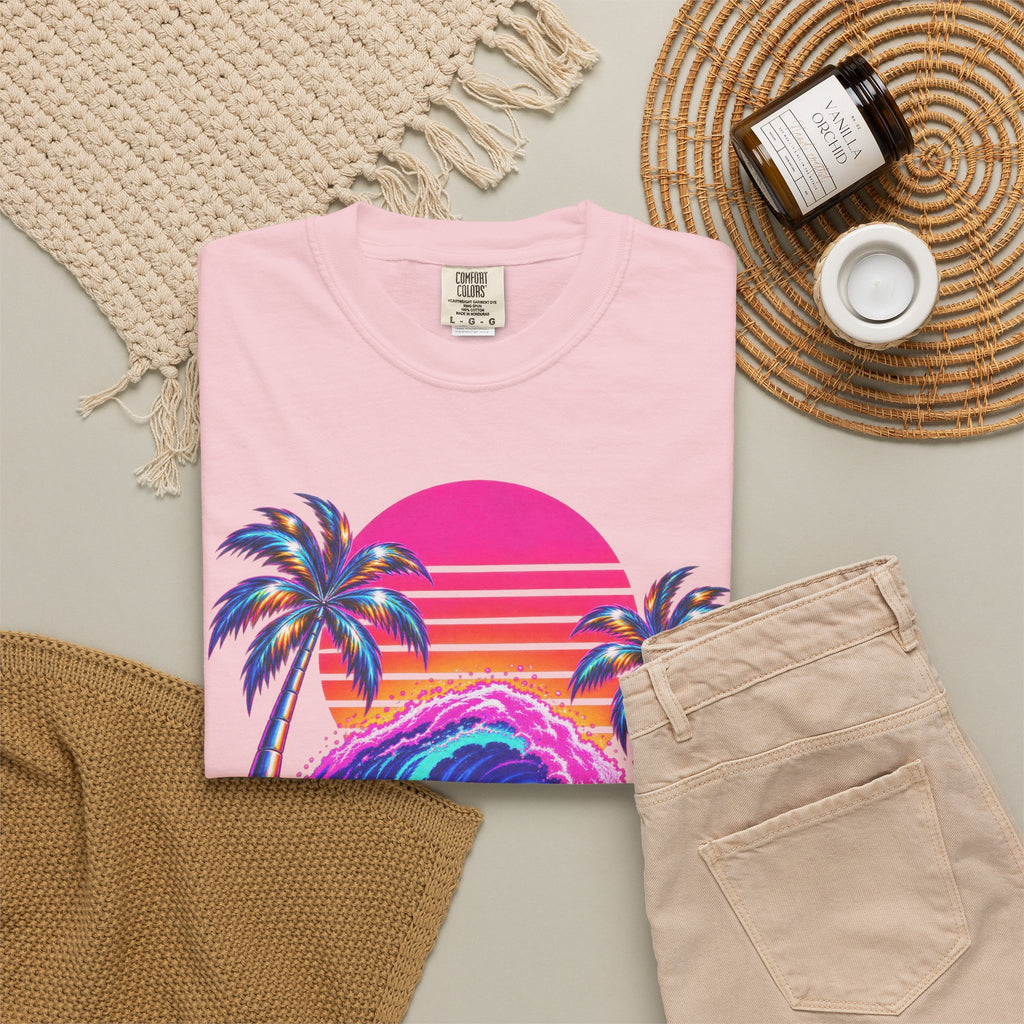 Neon Swell Tee | 80s Neon Surf Shirt | Retro Wave T-Shirt | Comfort Colors