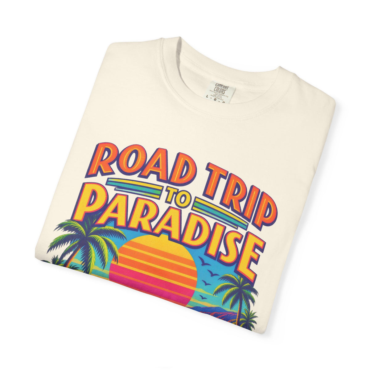 Road Trip To Paradise Tee | Retro Woodie Wagon Surf Shirt | Vintage Travel Poster T-Shirt | Comfort Colors