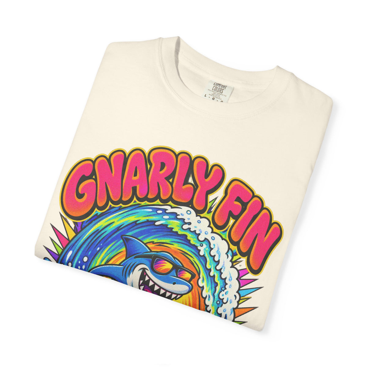 Gnarly Fin Surf Club Tee | Retro Shark Surf Shirt | Funny Shark T-Shirt | Comfort Colors