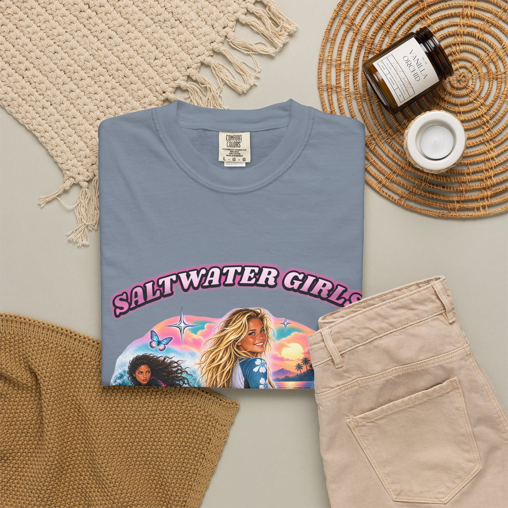 Saltwater Girls Shirt | Ride Like A Girl Surf Tee | Comfort Colors T-Shirt